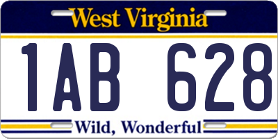 WV license plate 1AB628