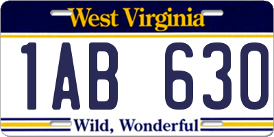 WV license plate 1AB630
