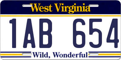 WV license plate 1AB654