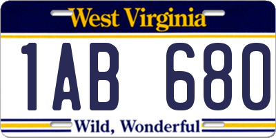 WV license plate 1AB680