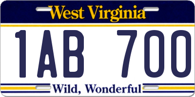 WV license plate 1AB700