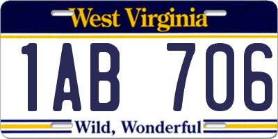 WV license plate 1AB706