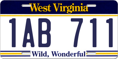 WV license plate 1AB711