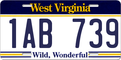 WV license plate 1AB739