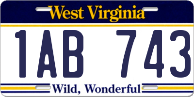 WV license plate 1AB743