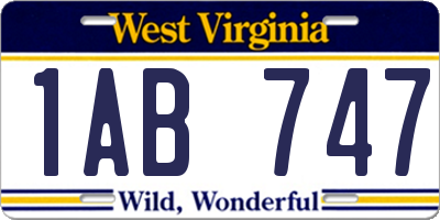 WV license plate 1AB747