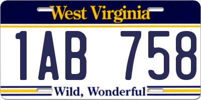 WV license plate 1AB758