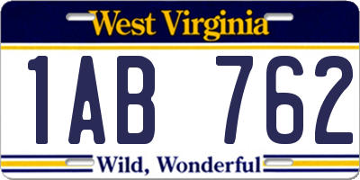 WV license plate 1AB762