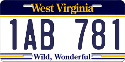 WV license plate 1AB781
