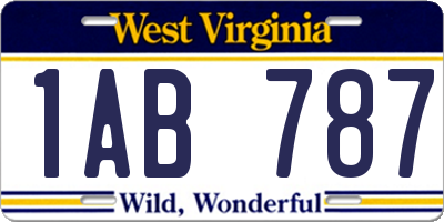 WV license plate 1AB787