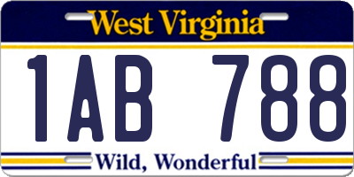 WV license plate 1AB788