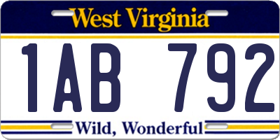 WV license plate 1AB792