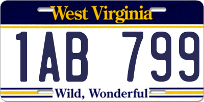 WV license plate 1AB799