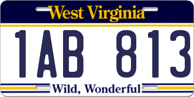 WV license plate 1AB813
