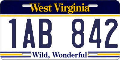 WV license plate 1AB842
