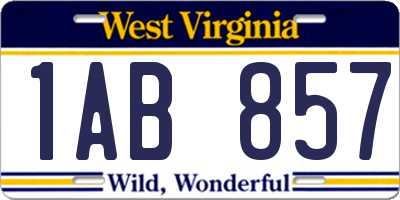WV license plate 1AB857