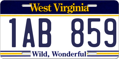 WV license plate 1AB859