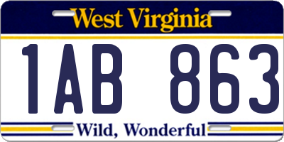 WV license plate 1AB863