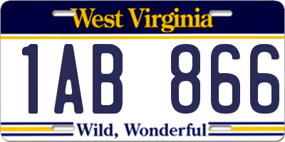 WV license plate 1AB866