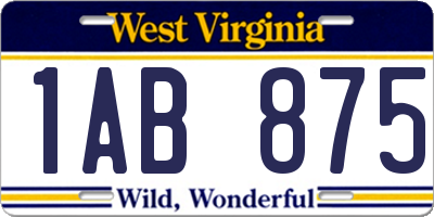 WV license plate 1AB875