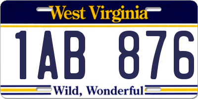 WV license plate 1AB876