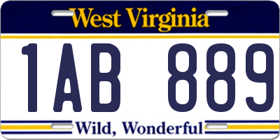 WV license plate 1AB889