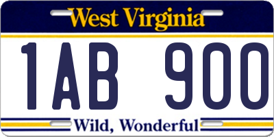 WV license plate 1AB900
