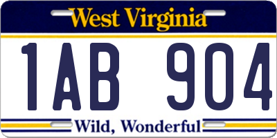 WV license plate 1AB904