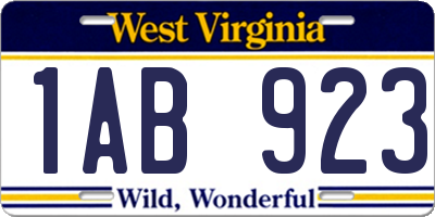 WV license plate 1AB923