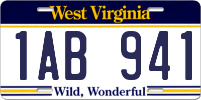 WV license plate 1AB941