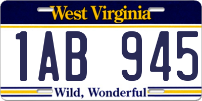 WV license plate 1AB945