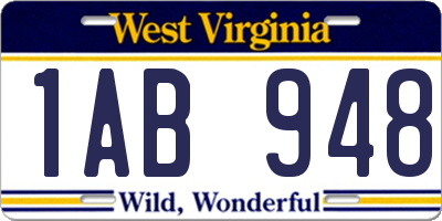 WV license plate 1AB948