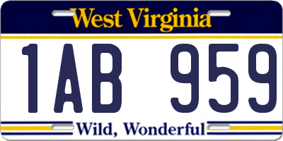 WV license plate 1AB959