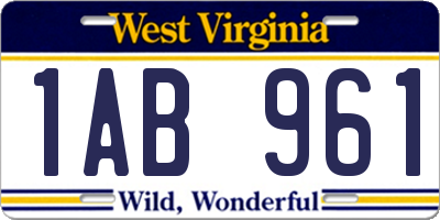 WV license plate 1AB961