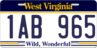 WV license plate 1AB965