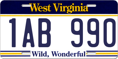 WV license plate 1AB990