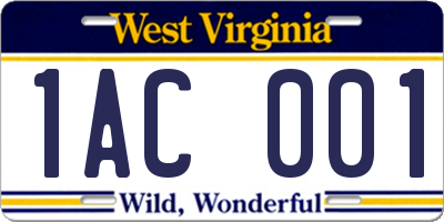 WV license plate 1AC001