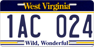 WV license plate 1AC024