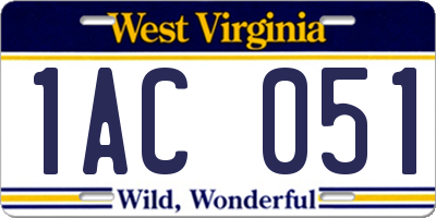WV license plate 1AC051