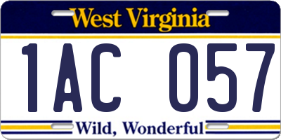 WV license plate 1AC057