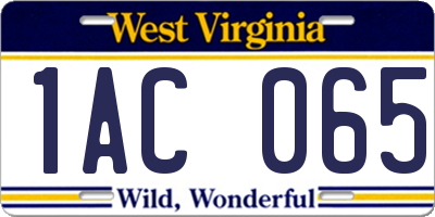 WV license plate 1AC065