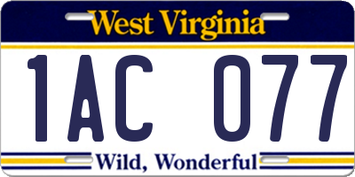 WV license plate 1AC077
