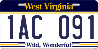WV license plate 1AC091