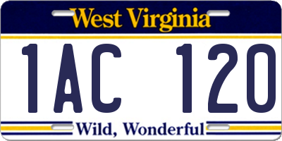 WV license plate 1AC120