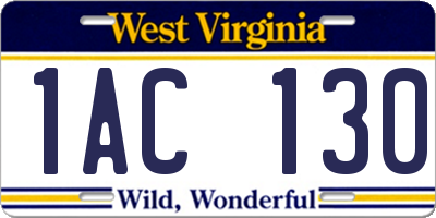 WV license plate 1AC130