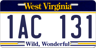 WV license plate 1AC131