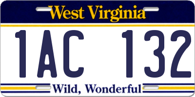 WV license plate 1AC132