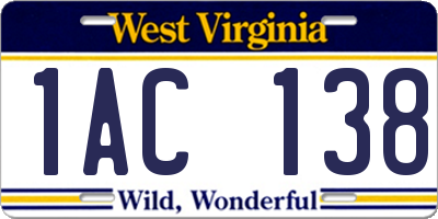 WV license plate 1AC138