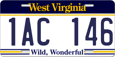 WV license plate 1AC146