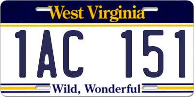 WV license plate 1AC151